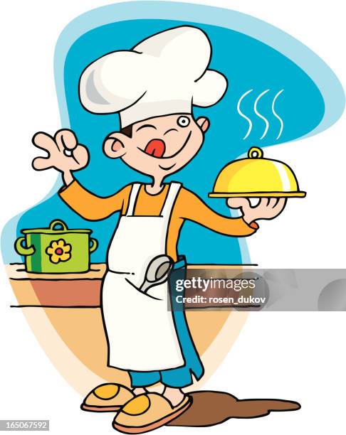 the young cook - child pulling face stock illustrations