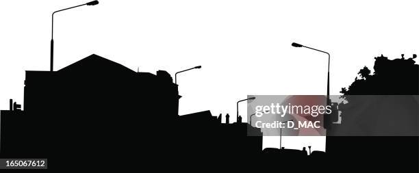 suburban silhouette - street stock illustrations