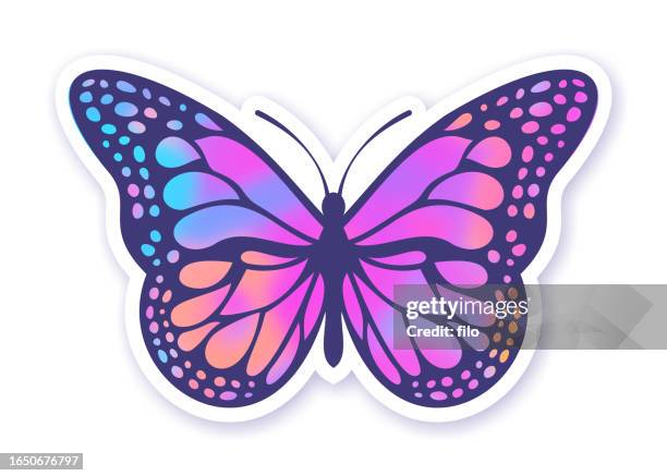 colorful gradient butterfly - butterfly symbol stock illustrations