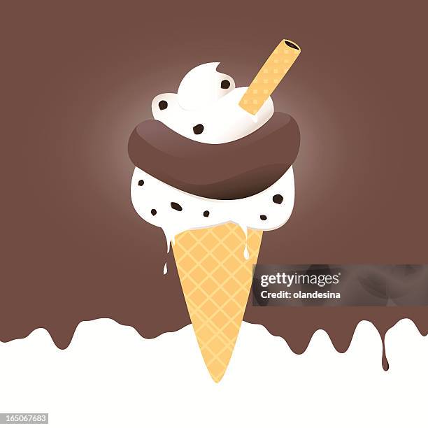 stracciatella and chocolate ice cream - stracciatella ice cream stock illustrations