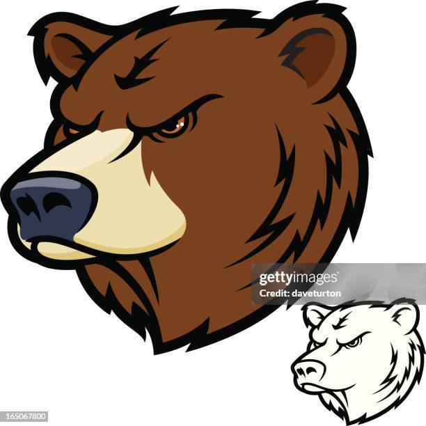 bear head mean - angry bear face stock illustrations