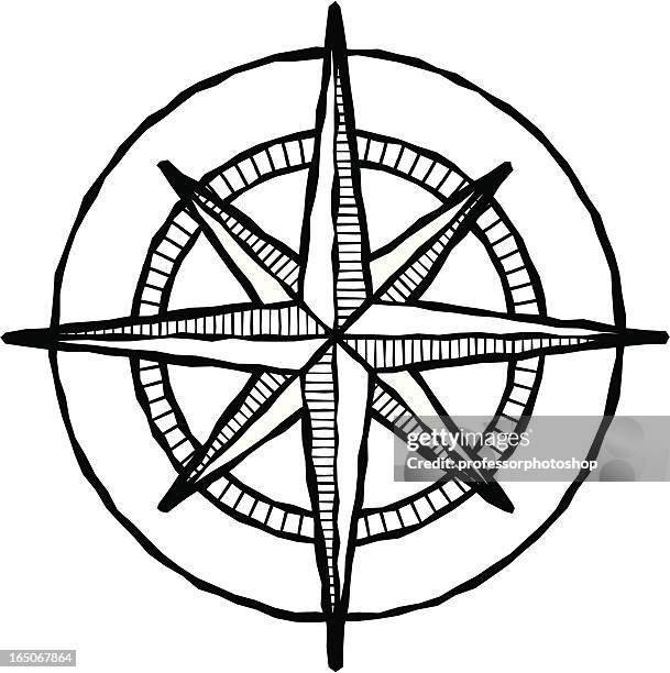 woodcut compass rose - adventure stock illustrations