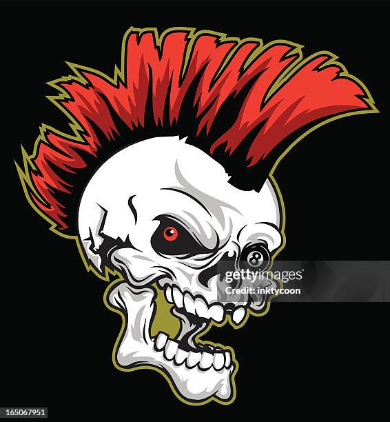 punk skull - mohawk skull stock illustrations