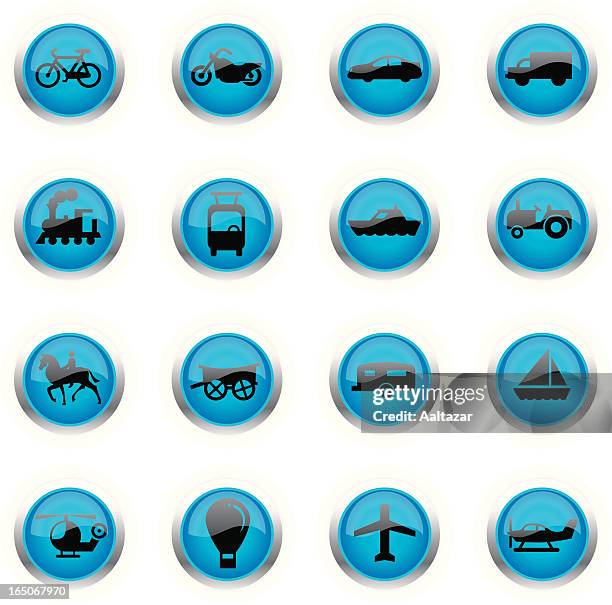 blue icons - transportation - steam engine stock illustrations