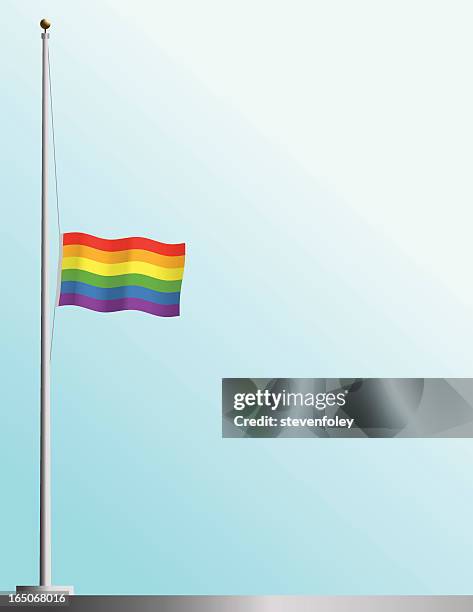 flagge des gay pride in half-mitarbeiter - mahnwachen stock-grafiken, -clipart, -cartoons und -symbole