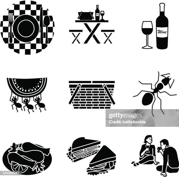 picnic - white picnic table stock illustrations