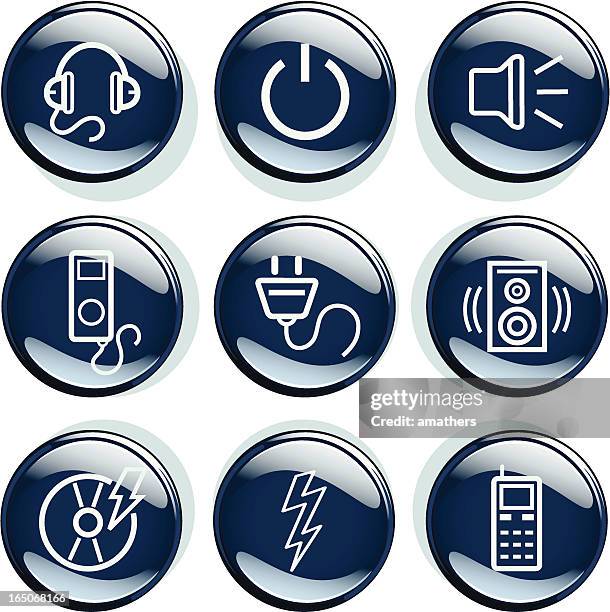 electro badges - screen reflection on glasses stock illustrations