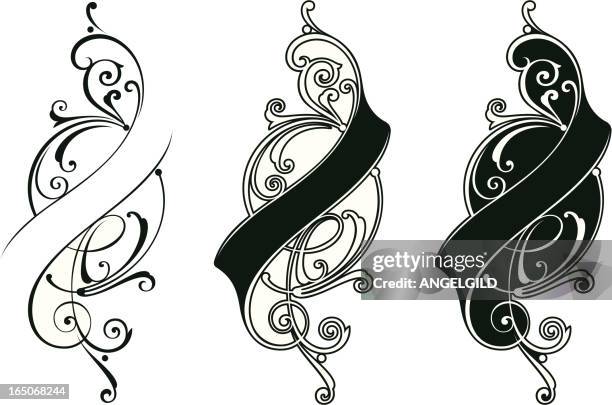 illustrazioni stock, clip art, cartoni animati e icone di tendenza di scritta nastro scorre - stile liberty