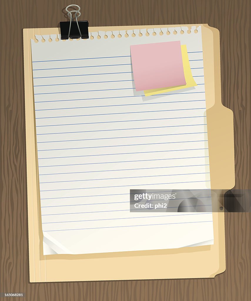 Folder For Notes Paper Binder Clip Paper Folder Sticky Notes Vector High-Res Vector Graphic ...