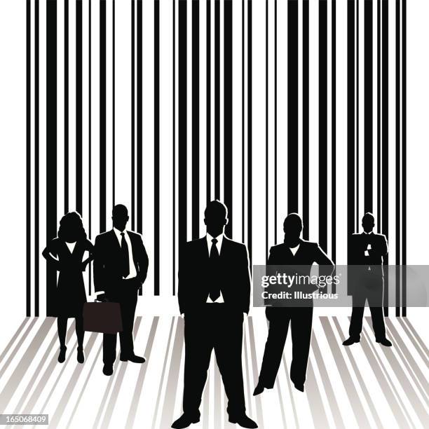 business team barcode series - women coding stock illustrations