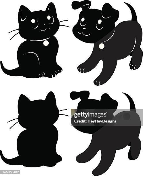 puppy and kitten - two cats stock illustrations