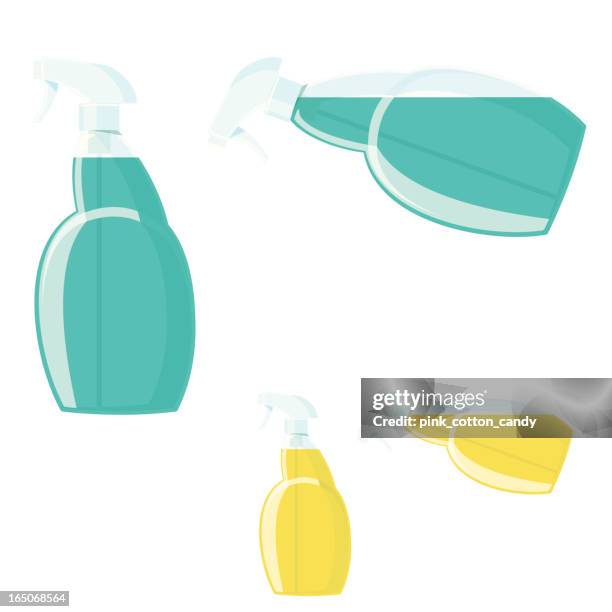 transparent spray bottles version 5 - clear plastic container stock illustrations