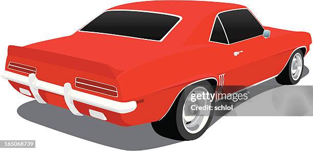 stockillustraties, clipart, cartoons en iconen met vector 1969 camaro - 1970s muscle cars