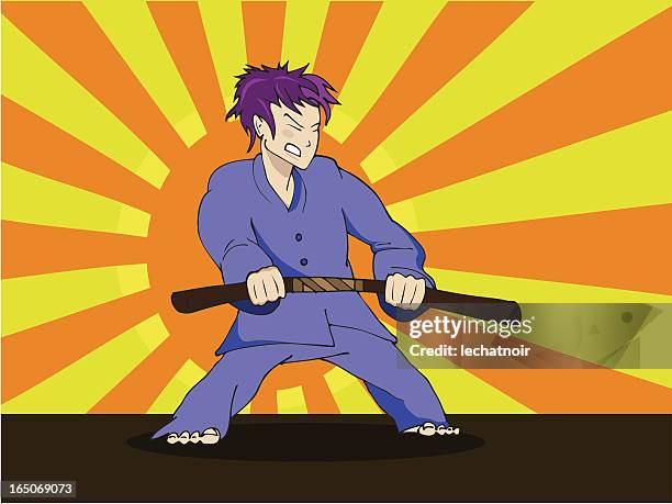 manga kid - kid karate stock illustrations
