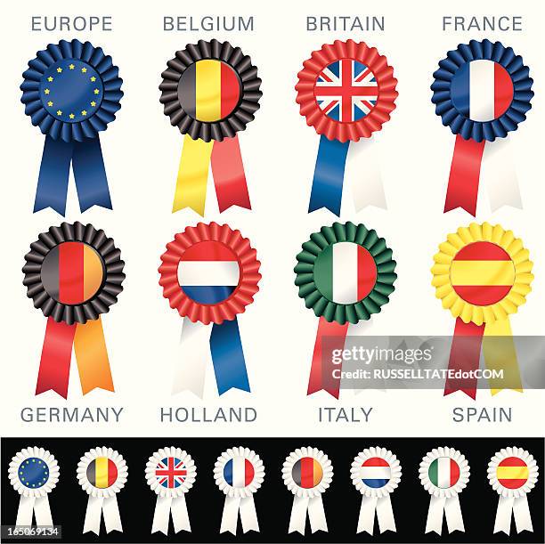 european rosettes - spain flag stock illustrations