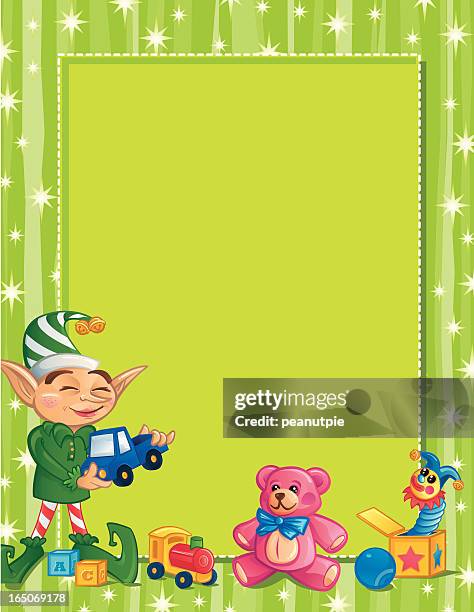 happy elf frame 2 - toy store stock illustrations
