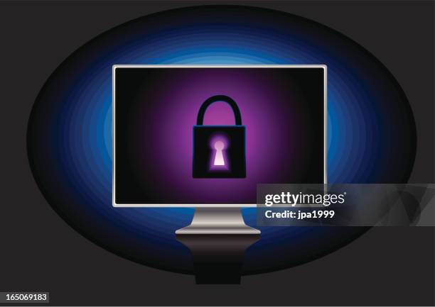 locked computer - lock screen stock illustrations