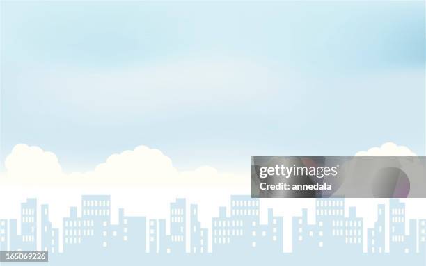 pale blue and white city scape illustration - white city scape stock illustrations