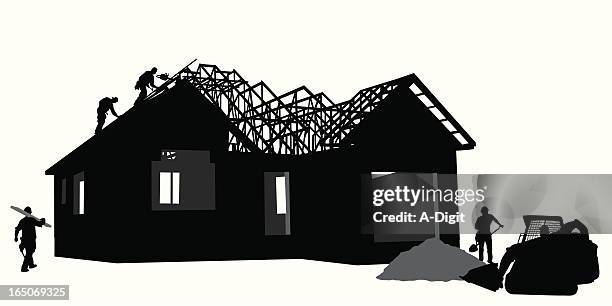 time to work vector silhouette - rooftop stock illustrations