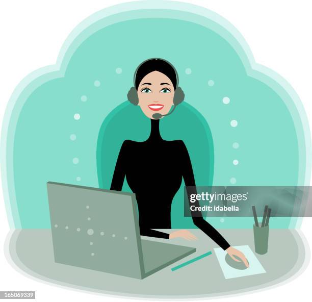 beautiful operator - switchboard operator stock illustrations