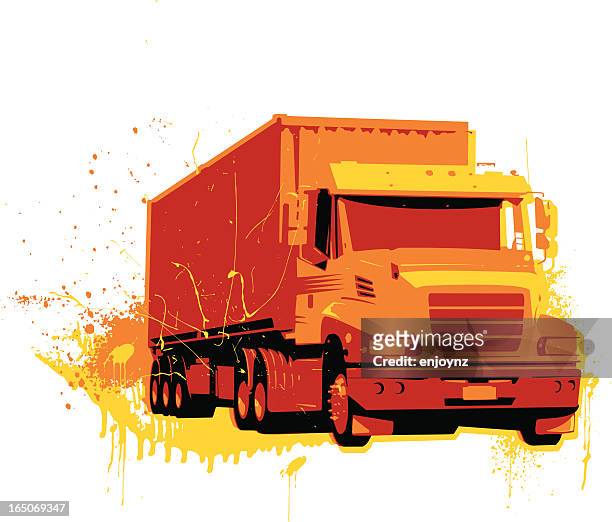 grunge-truck - trucker stock-grafiken, -clipart, -cartoons und -symbole