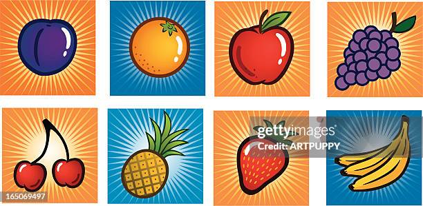 fruit icon set - slot machine stock illustrations