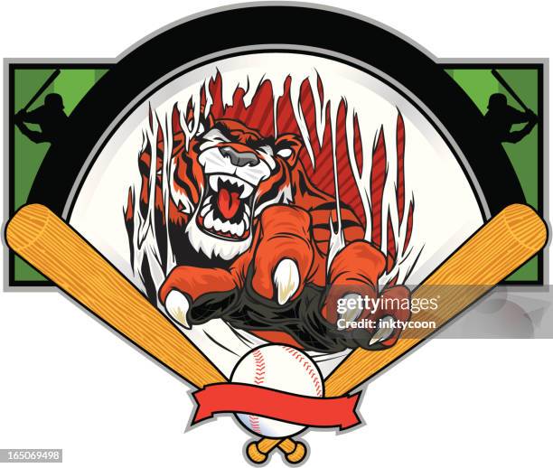 tiger baseball - outfield stock illustrations