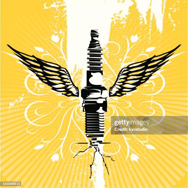 winged spark plug - race start lights stock illustrations