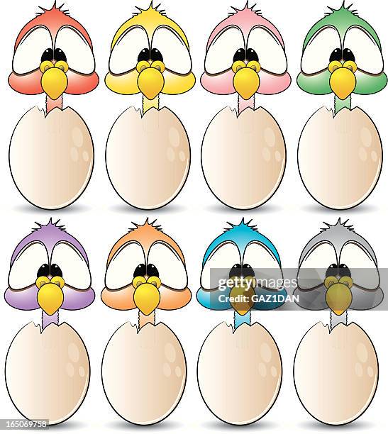 easter chicks hatching - mini eggs stock illustrations