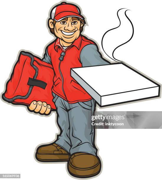 pizza delivery guy, joe - pizza boxes stock illustrations