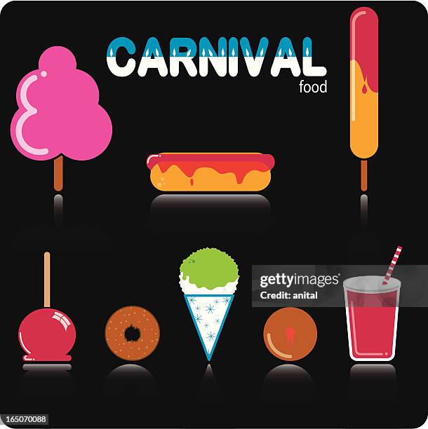 icons - carnival food - snow cones shaved ice stock illustrations
