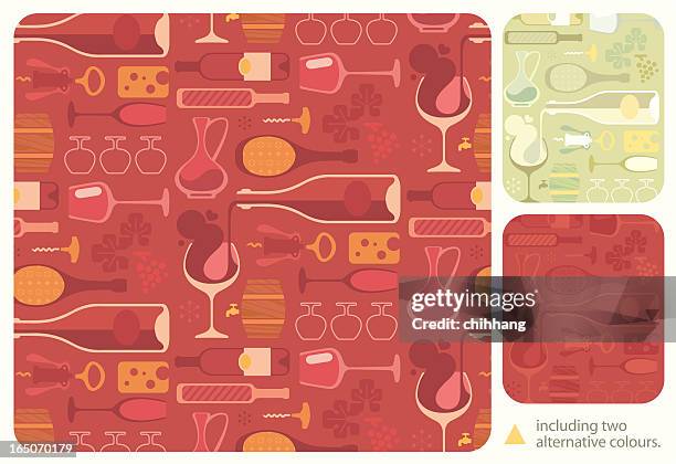 stockillustraties, clipart, cartoons en iconen met wine lover pattern - gegoten