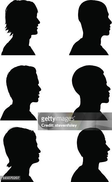 profil silhouetten-männer - buzz cut stock-grafiken, -clipart, -cartoons und -symbole