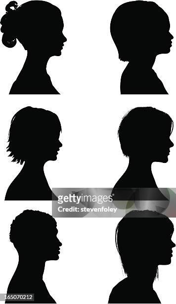 profil silhouetten-damen - tossing hair stock-grafiken, -clipart, -cartoons und -symbole