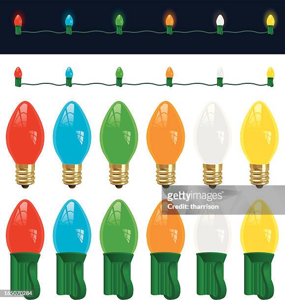 vektor weihnachten lampen - lichterkette dekoration stock-grafiken, -clipart, -cartoons und -symbole