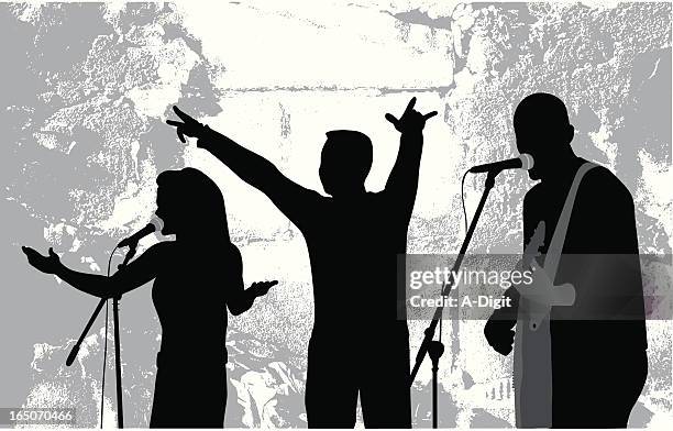 live concert vector silhouette - singer isolated stock illustrations