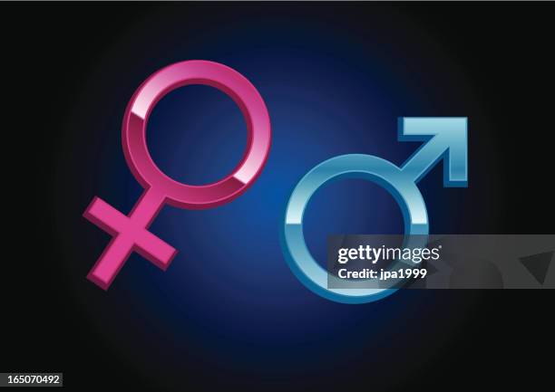 three dimensional male and female gender symbols - female symbol stock illustrations