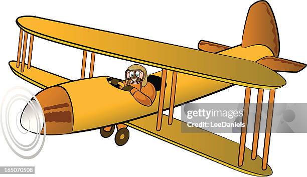 biplane cartoon - 1930 1939 aviator stock illustrations