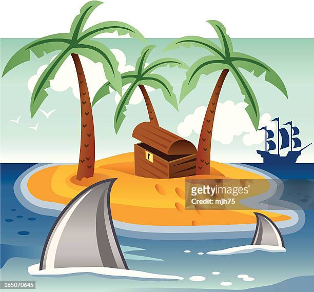 pirate treasure - mystery island stock illustrations