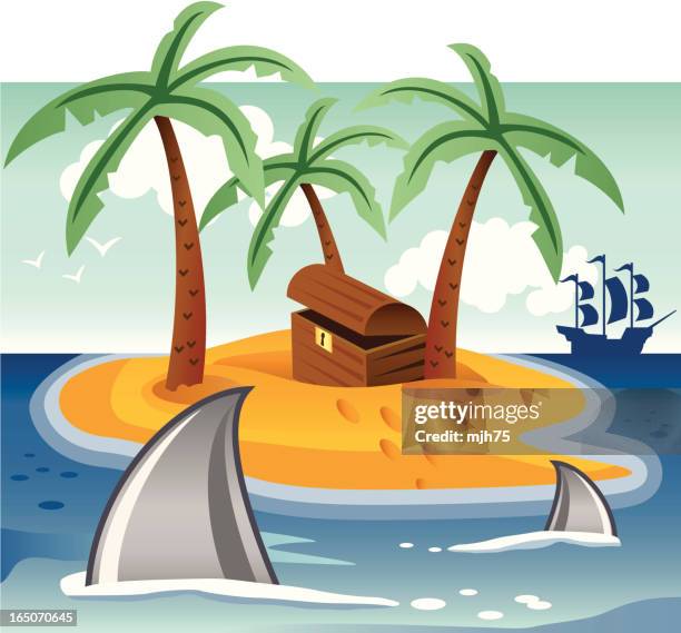 pirate treasure - brigantine beach stock illustrations
