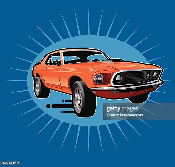 retro style mustang sports car - hot rod car stock illustrations