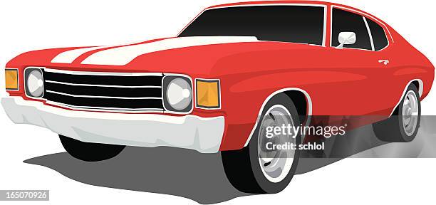 chevelle ss - 1970s muscle cars stock illustrations