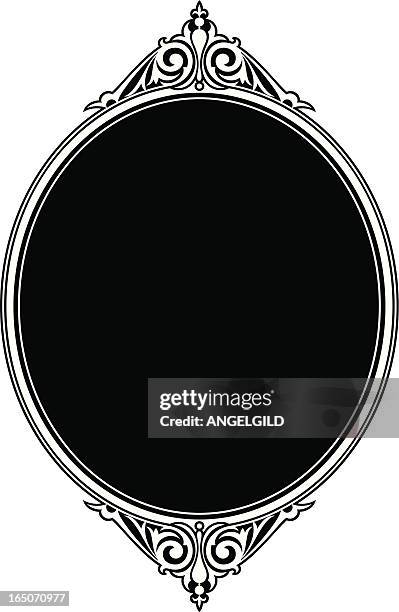 oval panel scroll design - ellipse stock illustrations