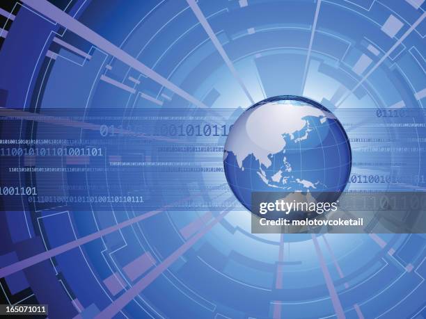 digital asia - 3d illustration rendering of binary code pattern stock illustrations