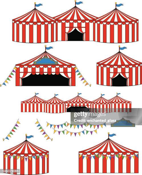 big top zirkus/carnival zelte - zirkuszelt stock-grafiken, -clipart, -cartoons und -symbole