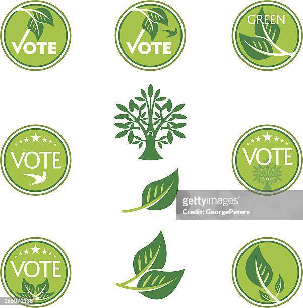 green buttons - political party animals stock illustrations