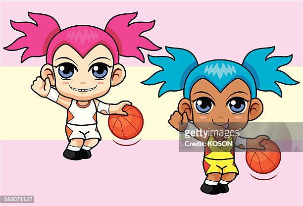 Female basketball player cartoon character illustration Stock