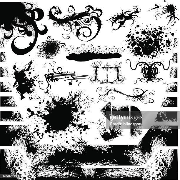 stockillustraties, clipart, cartoons en iconen met grunge freaky and weird - rockmuziek