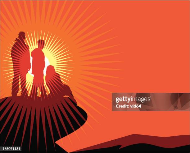 summit sunset - friends sunset stock illustrations