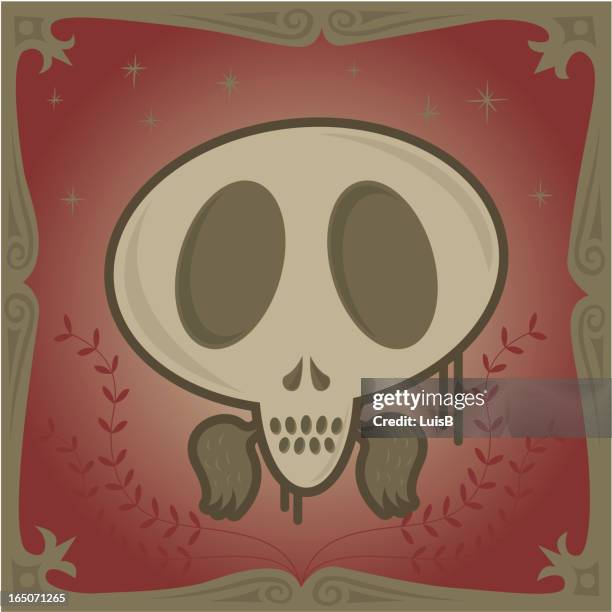 skully portrait - gum leaves stock illustrations